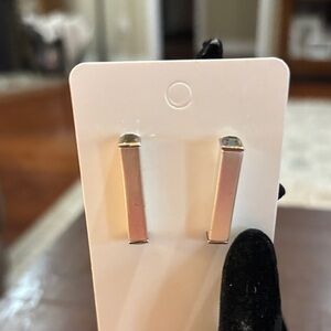 Minimalist Rectangular Bar Stud Earrings - Silver Tone